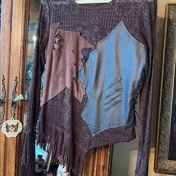 AlbertoMakaliBOHEMIANWesternEUC 2pieceFRINGE,SeudeLeatherLace.HeadTurningS:12/10 - Picture 12 of 16